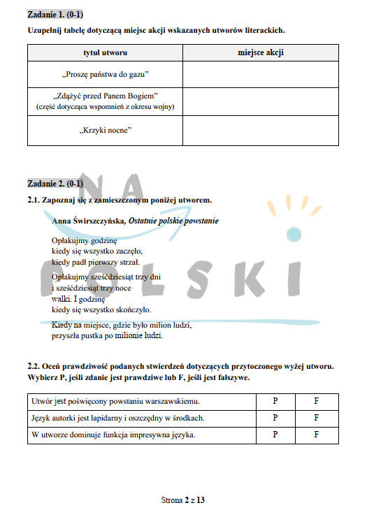 Wojna i okupacja - test historycznoliteracki | Na Polski